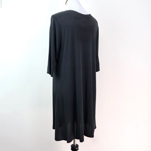 Eileen Fisher Size S Silk Jersey Fine Knit Dress Half Sleeve Black - Picture 3 of 8